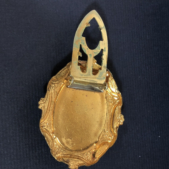 Vintage Oval Dress Clip Renaissance Couple Man Woman Brass Color Retro - Picture 6 of 8